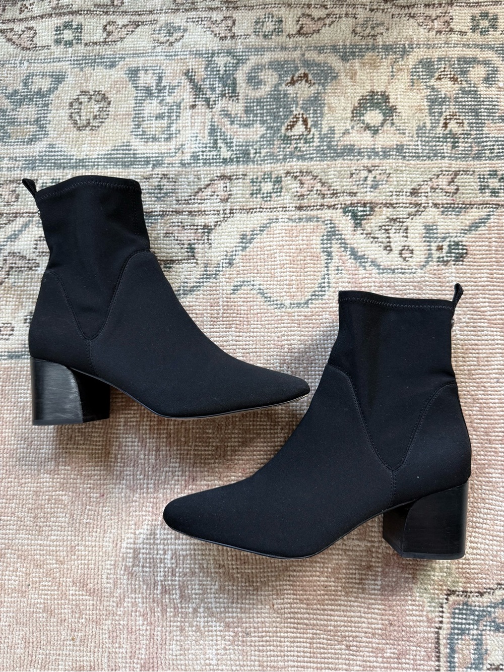 Donald J. Pliner Black Stretch Sock Booties with Block Heel